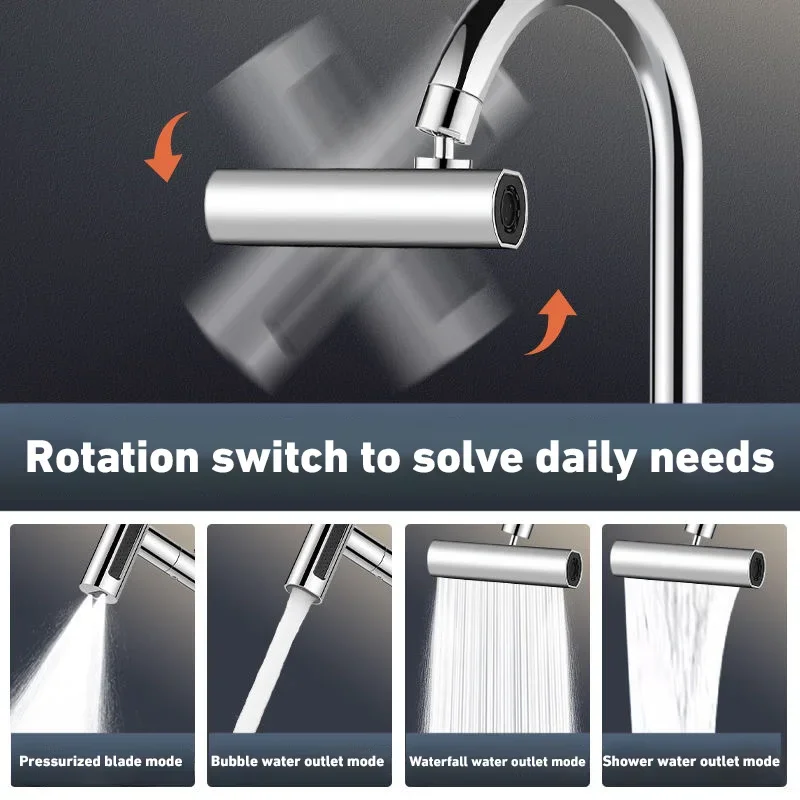 샤오미 미지아 4 단계 폭포 범용 스타일 수도꼭지, 익스텐션 야채 세척, 물튀김 방지, 회전식 범용 수도꼭지