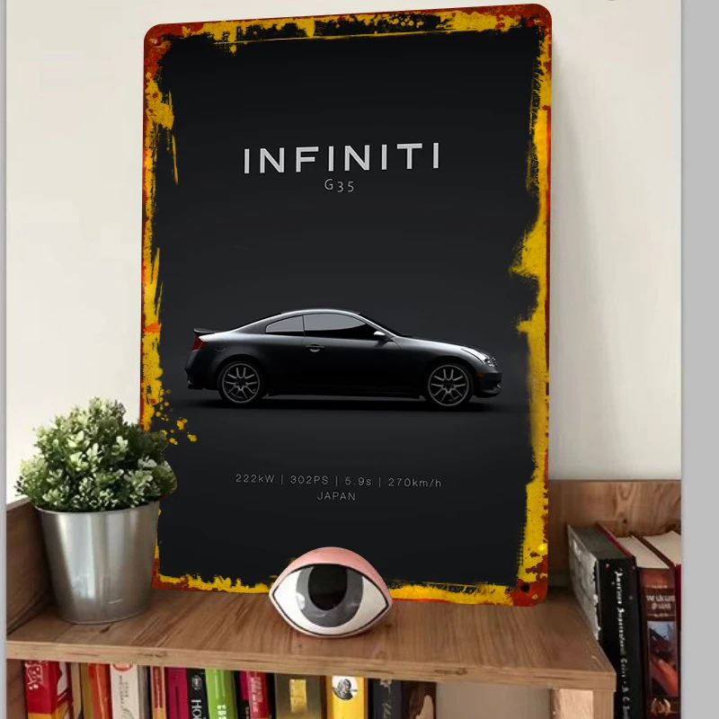 Infiniti G35 Sports Car Metal Wall Art Classic Japanese Coupe Decor for Automotive Enthusiasts Garage Decor
