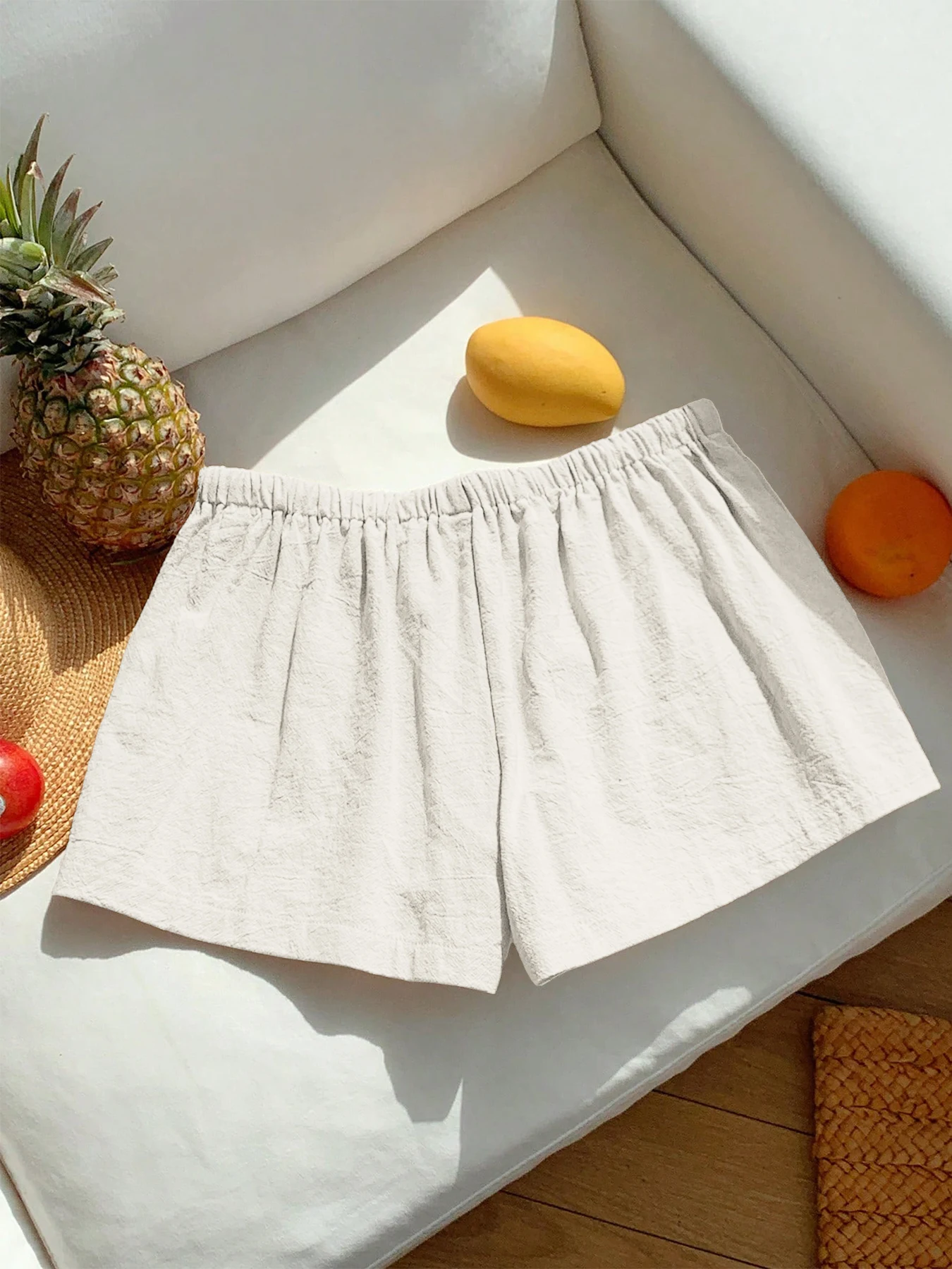 Women's New 2026 Pure Color Linen Summer Shorts Button up Casual Sporty Slimming Versatile Spring Summer Fashion