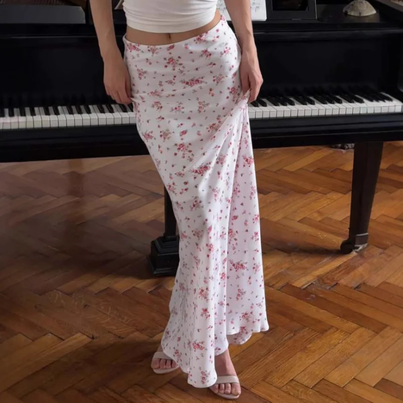 

Fashionable Flowers Print Long Trumpet Skirts High Waist Party Slim Skirts Women European 2026 Spring Summer Ankle-Length Skirts