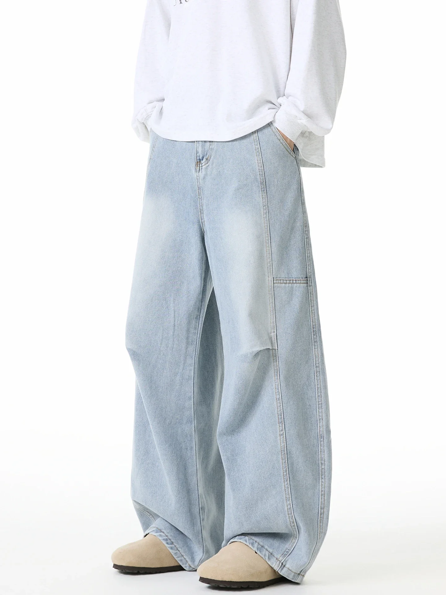 

Women's Street Style Wide Leg Loose Jeans Autumn Trousers Cool Girl Bottoms Female High Waisted Vintage Unisex Pants