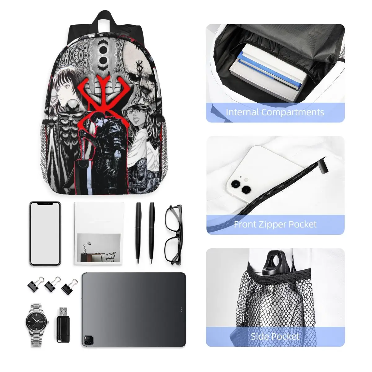 Berserk التضحية علامة شيطان السيف وحقيبة الظهر السحرية رائجة البيع Daypack بنين بنات BookBag حقائب كتف للرجال والنساء حقيبة مدرسية