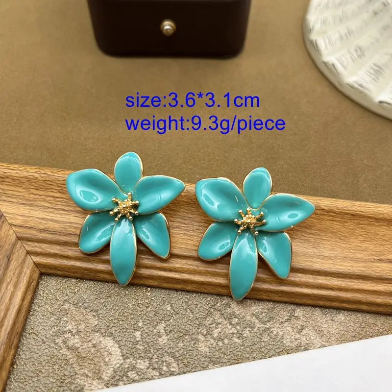 Elegant Petal Dripping Glaze Earrings Stud For Women Girls Flower More Colors Elegant Brincos