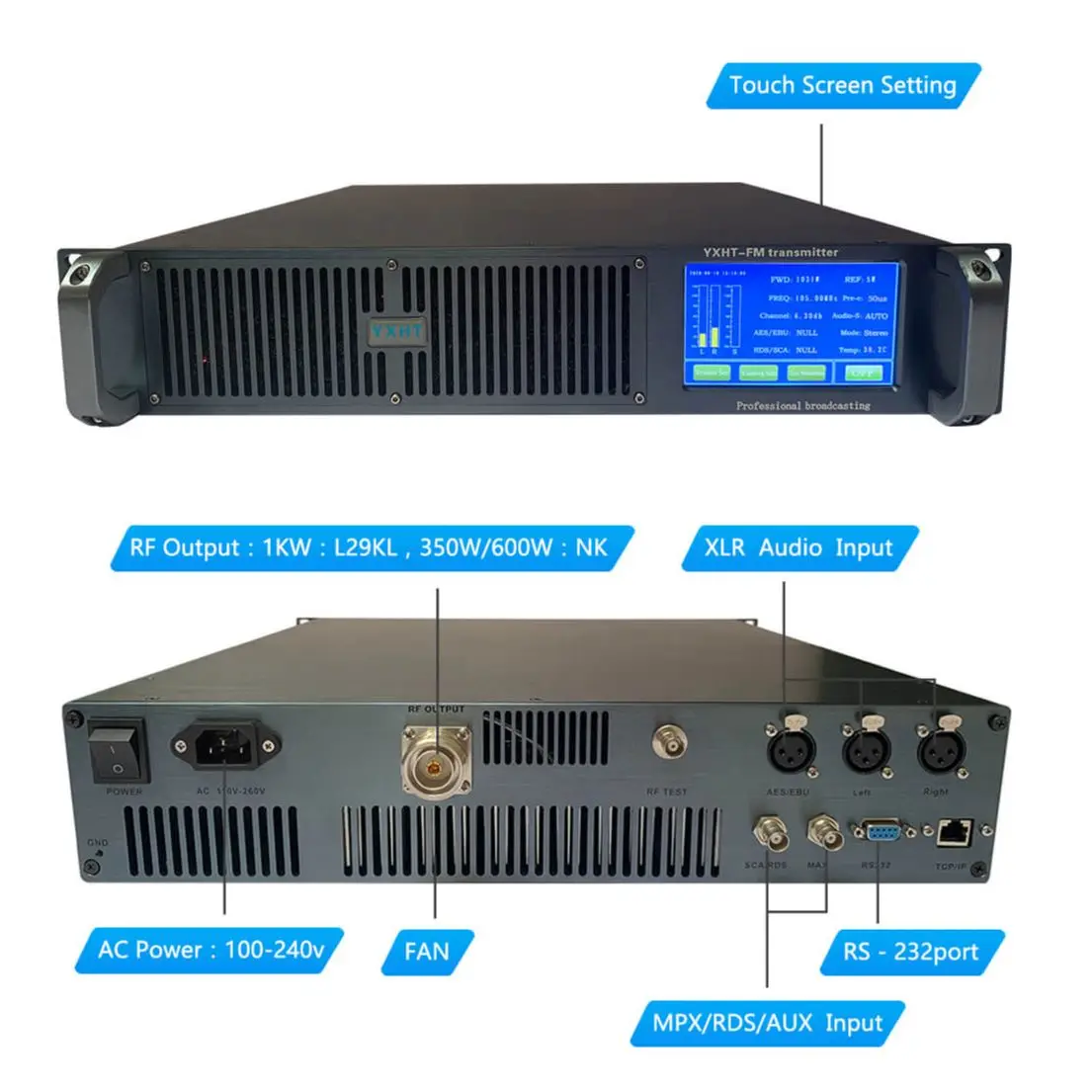 YXHT-2, 350w FM Transmitter With Remote Monitoring Function for School, Church, Radio Stations