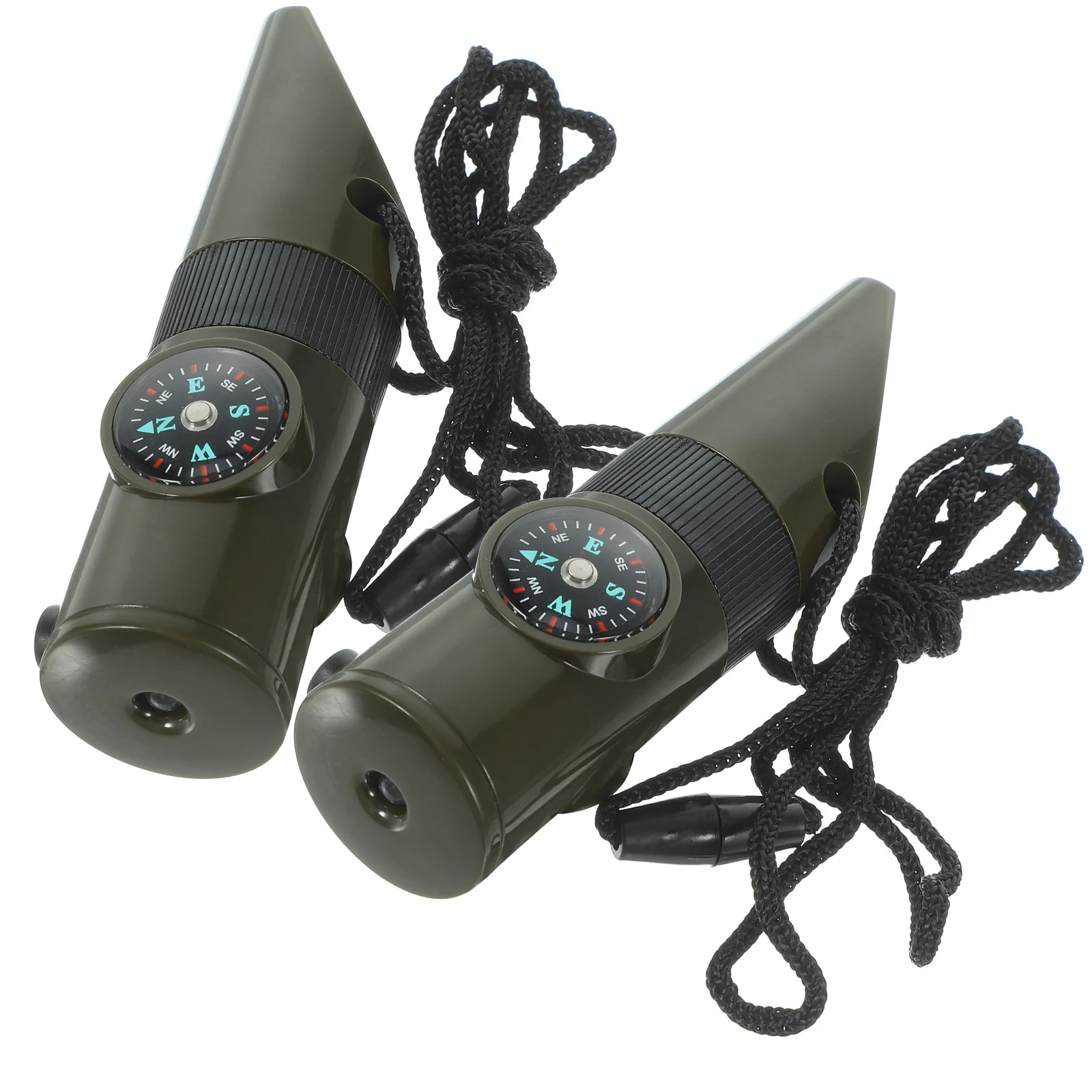 2Pcs Outdoor Survival Whistle with Compass Thermometer Loud Emergency Signal Whistle Portable Lightweight for Camping Hunting