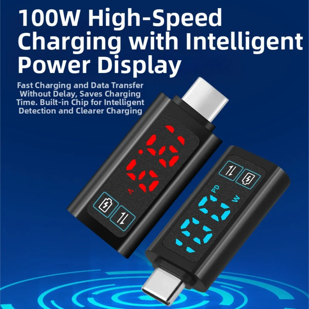 

Digital Display Fast Charging Adapter Type C with Voltage Monitoring Supports 100W Output and High Speed Data Transmission