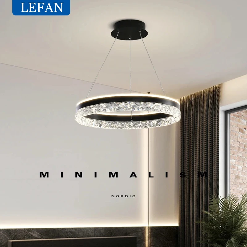 Minimalist Crystal Chandelier Modern Pendant Light for Dining Living Room Bedroom Indoor Home Decoration Lighting Fixture