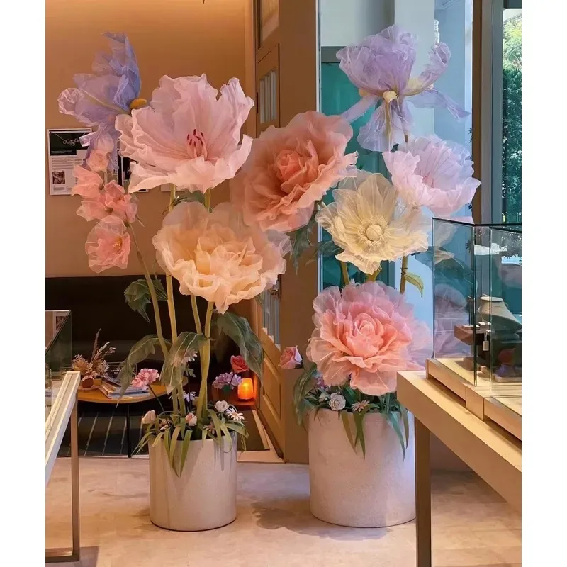Custom Large Organza Artificial Flower Set for Wedding Party Event Background Decoration