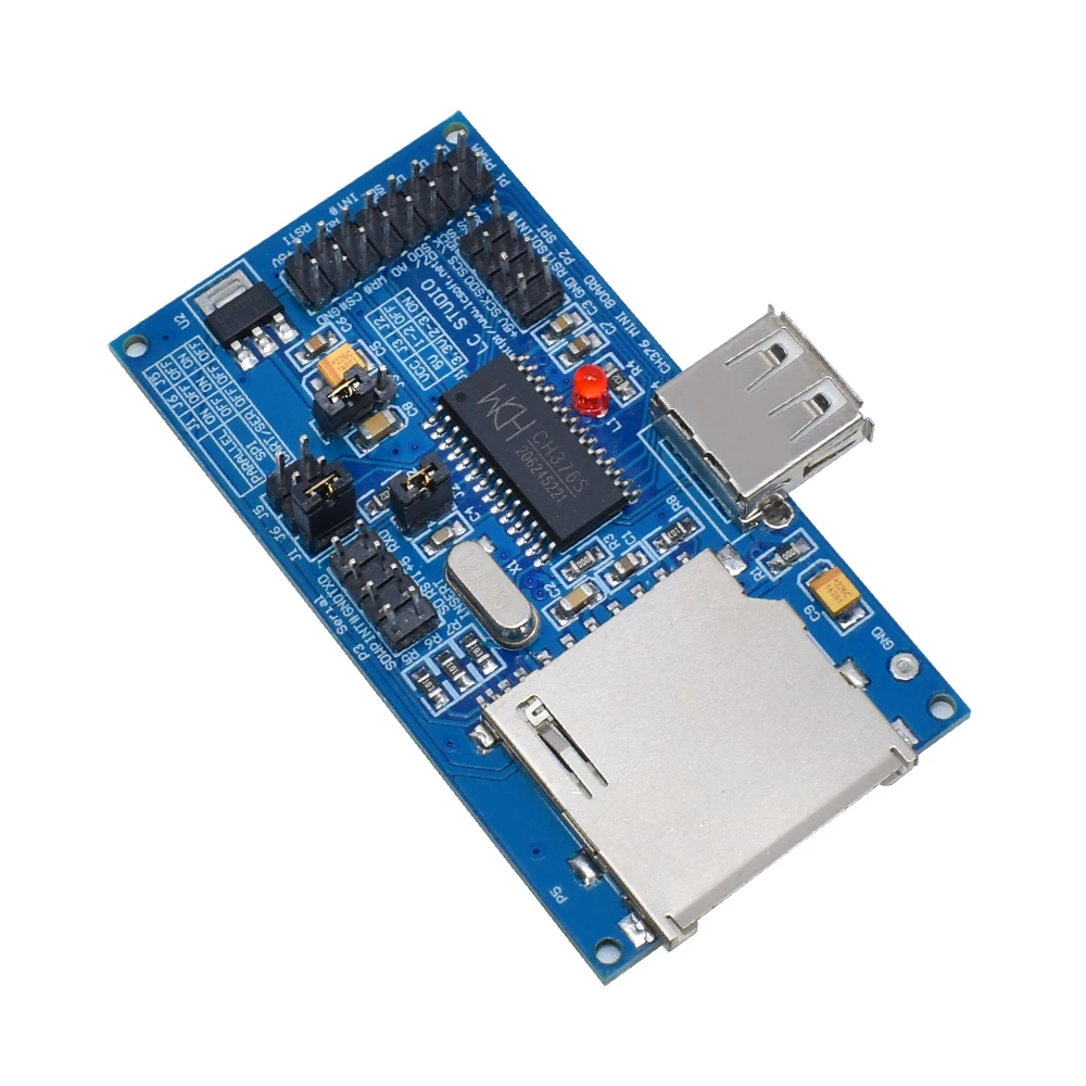 LIZAO Official CH376S IC USB Development Board Evaluation Module with SD Card Crystal Oscillator Serial Port for Arduino CH376