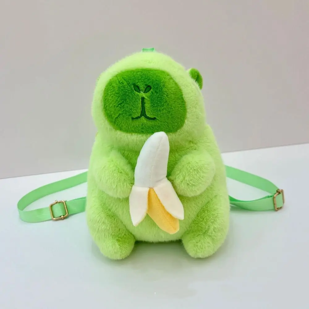 Large Capacity Capybara Plush Backpack Not Anxious Simulation Green Banana Capibara Doll School Bag Shoulder Soft