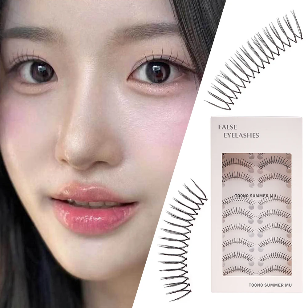 10 pares de cílios postiços com 1 pc pinça grátis extensão de cílios tira transparente em forma de u cílios postiços maquiagem diária dos olhos chicote