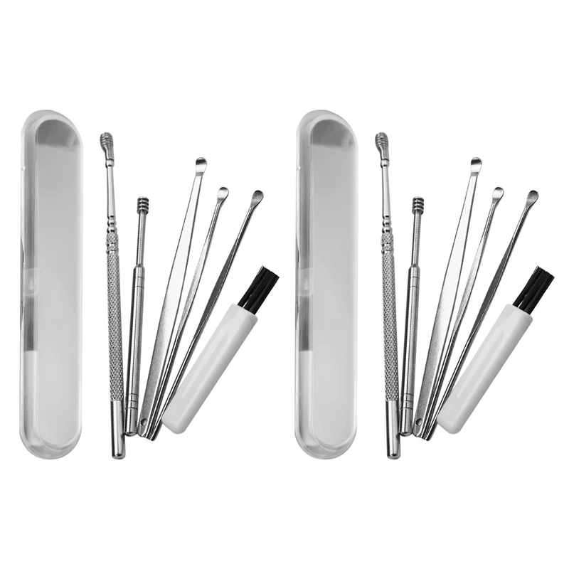 12 Stuks Oorplectrum Set Roestvrijstalen Oorsmeer Curette Remover Oorreiniger Lepel Spiraal Oor Schoon Gereedschap Met Koffer