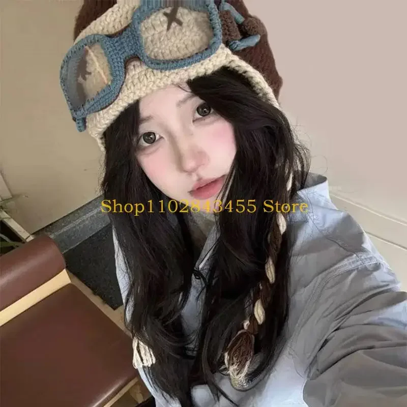 

49MC Hand Crochet Cap Colors Funny Design Accessory