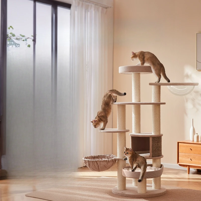 

Cat climbing frame solid wood cat nest cat tree integrated multi big big Maine household hemp