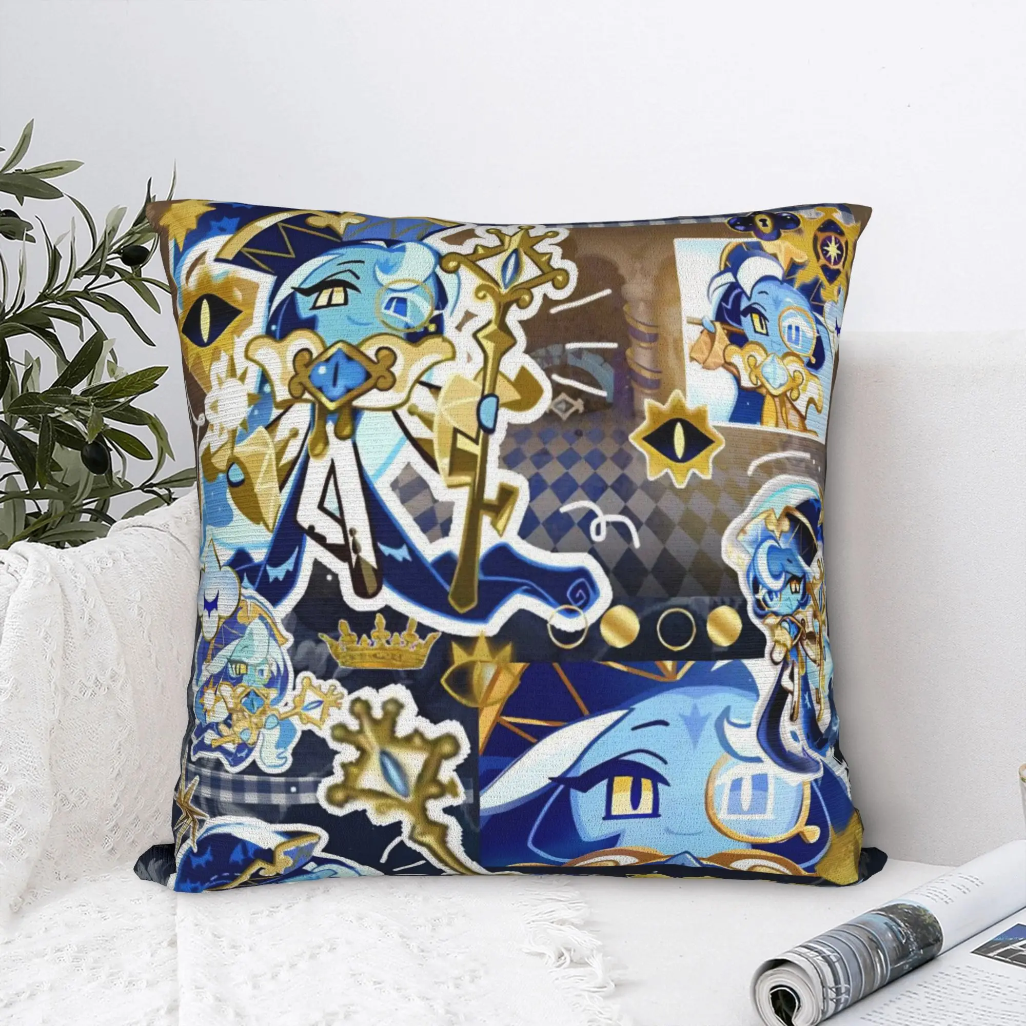 Gold Shadow Milk Cookie Run Kingdom Square Pillowcases Room CRK Cartoon Game Cushion Case Decorative Throw Pillow Case 40*40