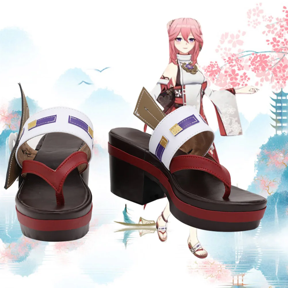 

Genshin Impact Yae Miko Cosplay Shoes Boots Halloween Costumes Accessory Custom Made