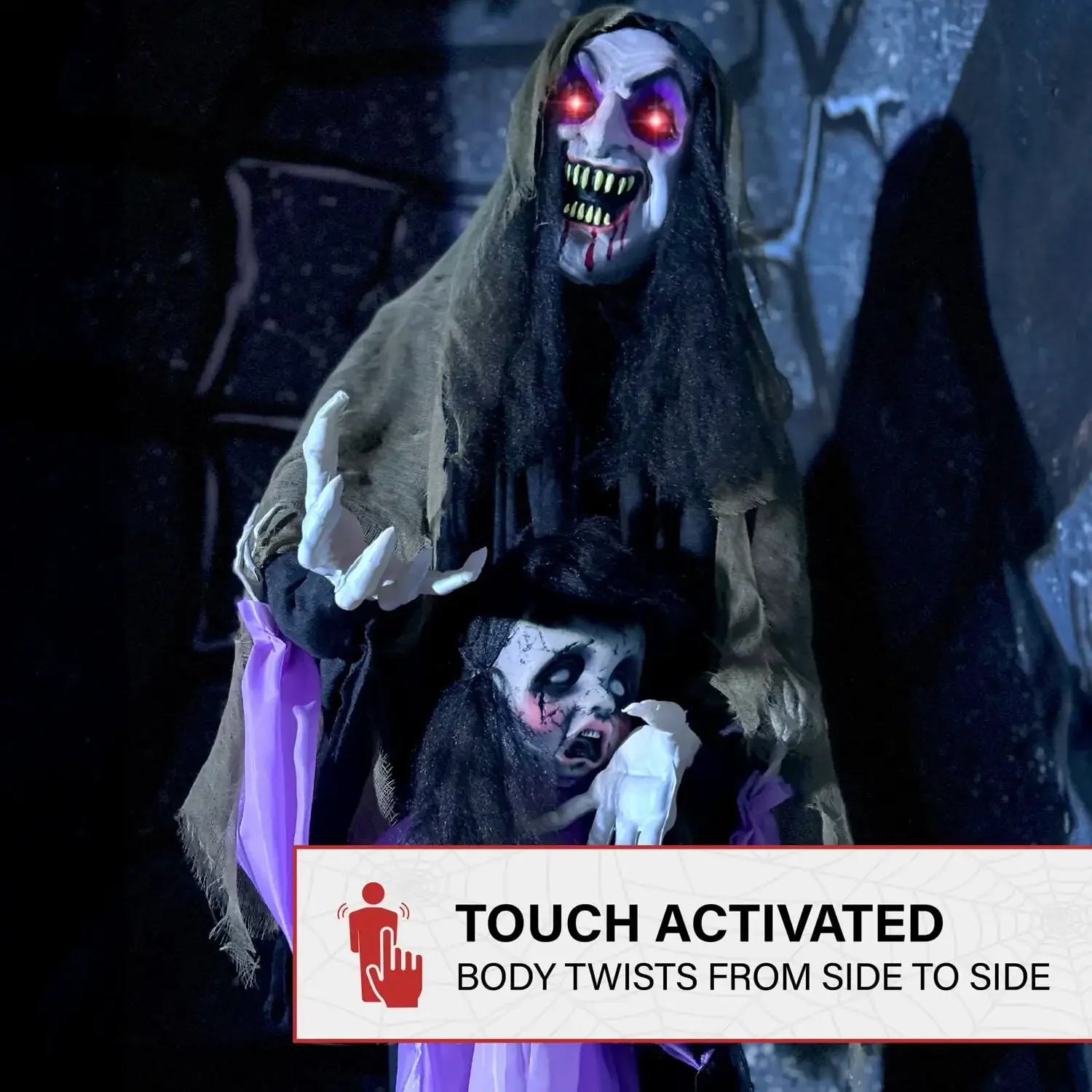 

Страшная леди-вампир, аниматроник с ребенком и звуком - украшение на Хэллоуин с фермой с привидениями на привидениях для двора