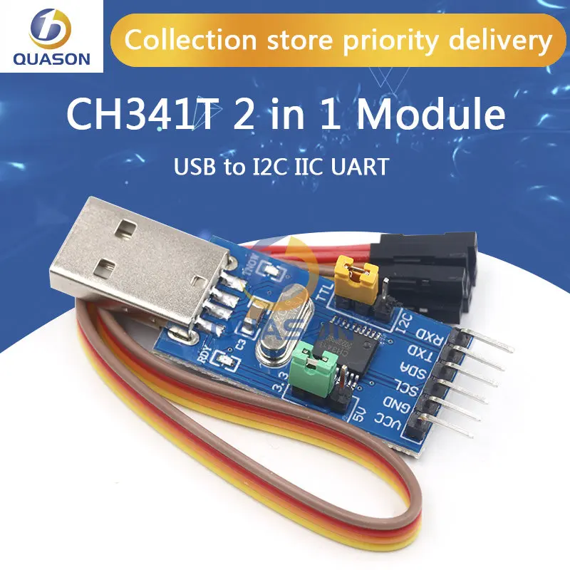 CH341T 2 in 1 module 3.3V 5V USB to I2C IIC UART USB to TTL single-chip serial port downloader