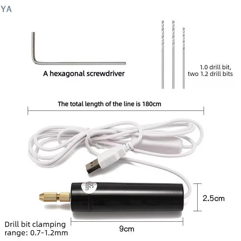 SASAUSB Powered Mini Portable Electric Drill With 3 Drill Bits Stable Performance For DIY Craft Jewelry Resin Drilling
