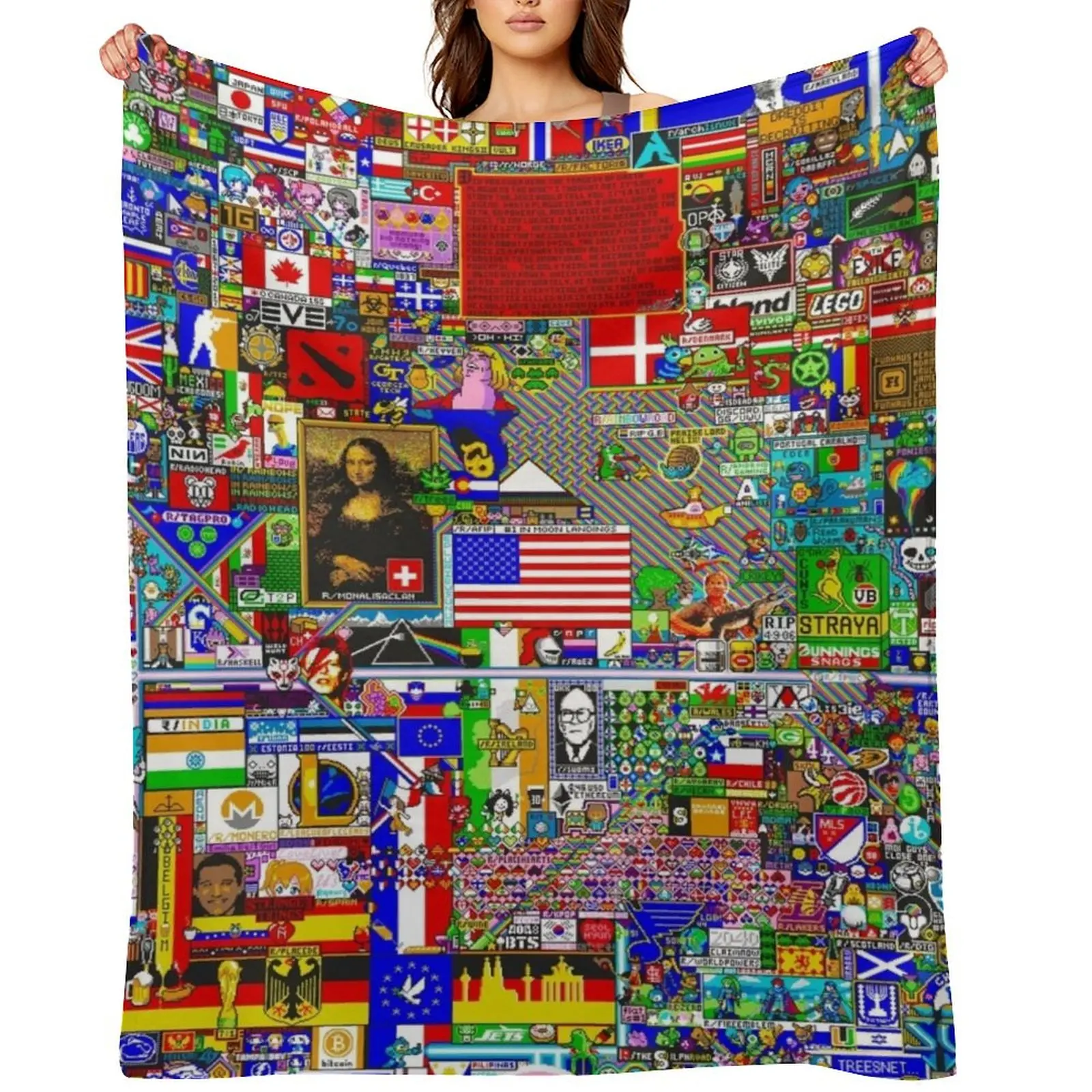 

Reddit /r/Place Final Canvas Throw Blanket Fashion Sofas Blankets For Bed Single Stuffeds Blankets