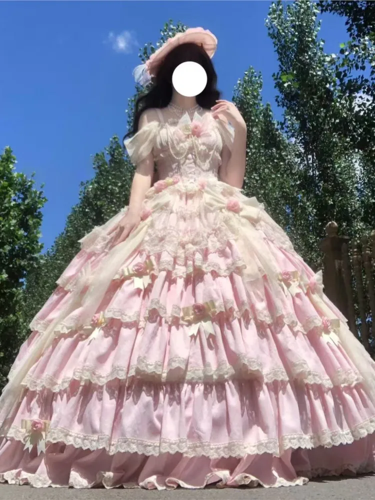 

Pink ballet-style wedding dress student day coming-of-age ceremony art examination and hosting