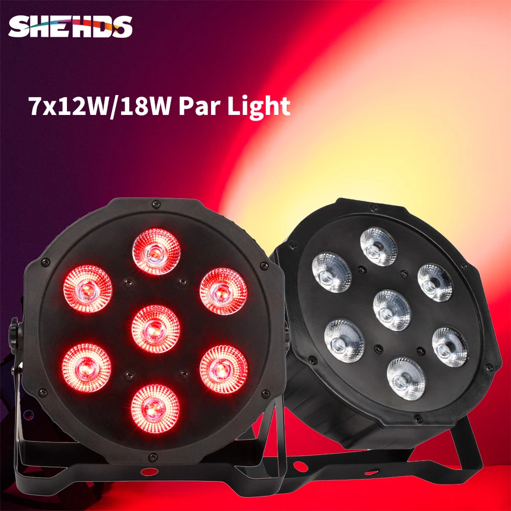 SHEHDS LED 2/4/8 PCS 7x12W/18W RGBWA+UV Par Light with DMX512 Stage Light Effect For Wash Effect DJ Disco NightClub Home Party