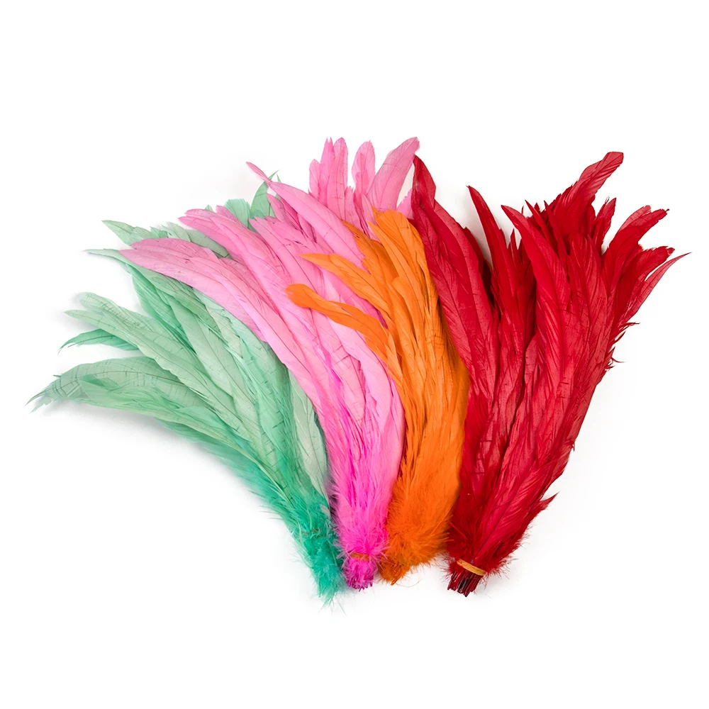 100 Pcs/Lot Rooster Tail Feathers Natural Black White Cock Feathers for Craft Carnival Stage Headdress Decoration plume 25-40cm