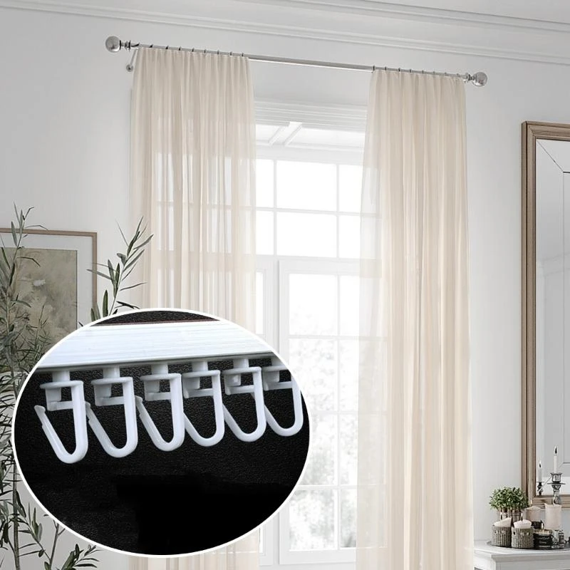  50Pcs Curtain Slide Hooks Drapery Gliders Lockable For Enhancing Functionality for Living Room Bedroom Or Office