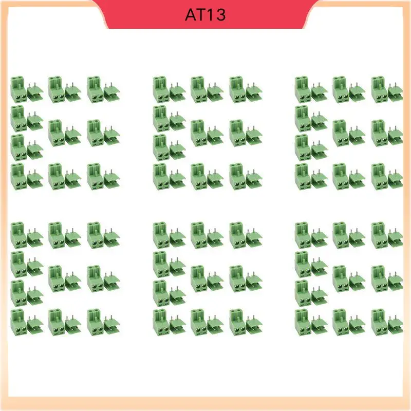 

AT13 60 Pcs 5.08Mm Pitch 2Pin Plug-In Screw PCB Terminal Block Connector Right Angle