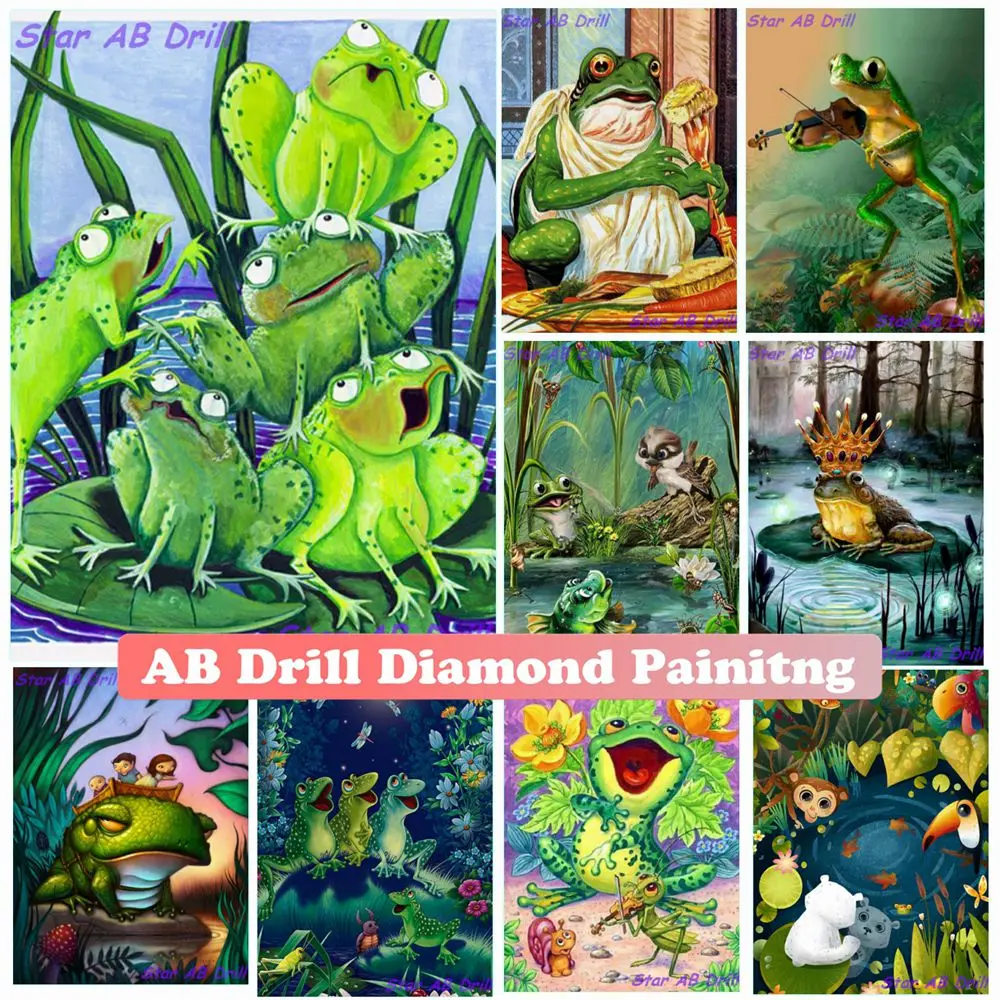 

Cartoon Frog Prince 5D Diamond Mosaic Painting Animals Diy AB Full Drill Wall Art Rhinestone Cross Stitch Kits Puzzle Home Decor