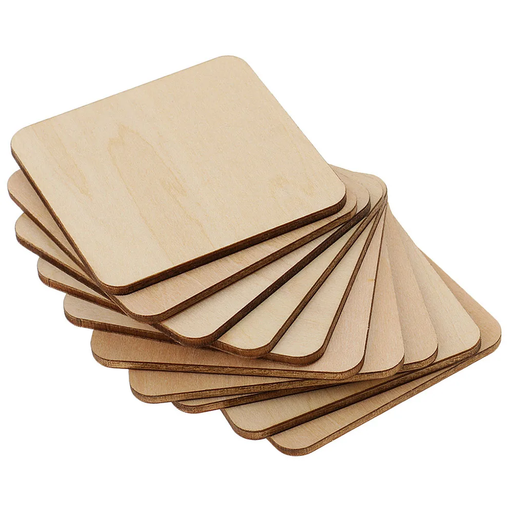 

100Pcs Natural Wooden Blanks DIY Craft Supplies Unfinished Wood Squares for Crafting Bulk Decorative Art Pieces