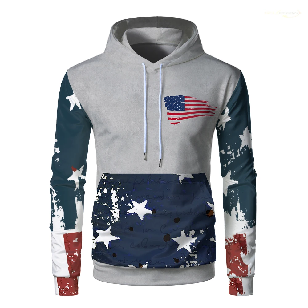 

Vintage American Flag Print Hoodies USA National Flag Letters Stars And Stripes Hoody Street Oversize Women Hip Hop Pullovers