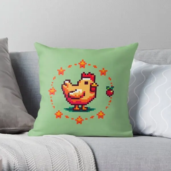 

Stardew Valley Chicken Printing Throw Pillow Cover Bed Square Comfort Sofa Home Cushion Hotel Soft Pillows not include One Side