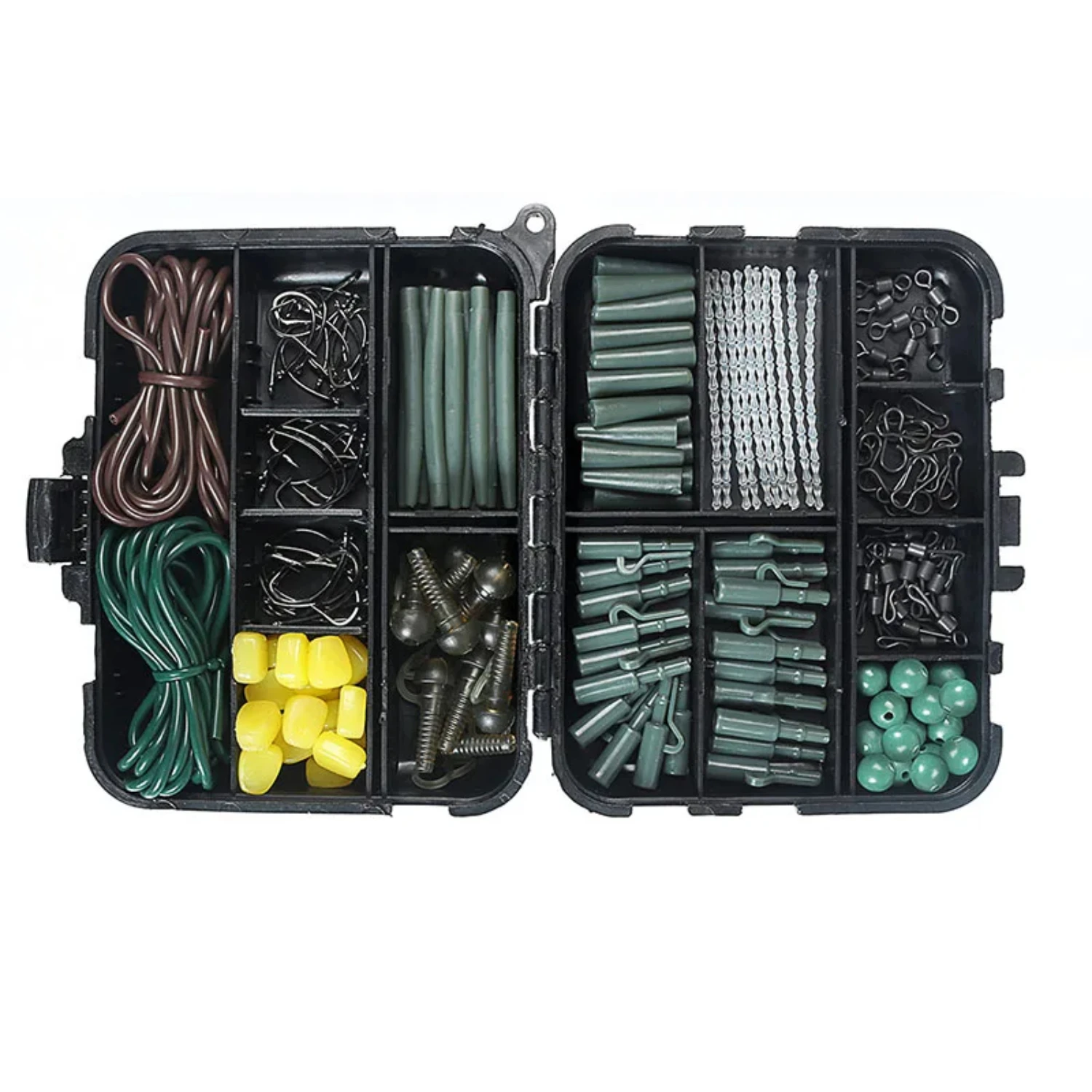 

307pcs Carp Fishing Tackle Kit in Box Fishing Swivels Snaps Rubber Anti Sleeves Hook Stop Beads Fishing Accessories