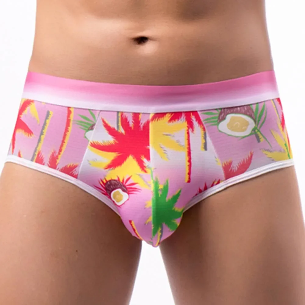 

Mens Briefs Sexy Hawaiian Printed U Convex Pouch Panties Bikini Breathable Underwear High Elastic Low Waist Underpants