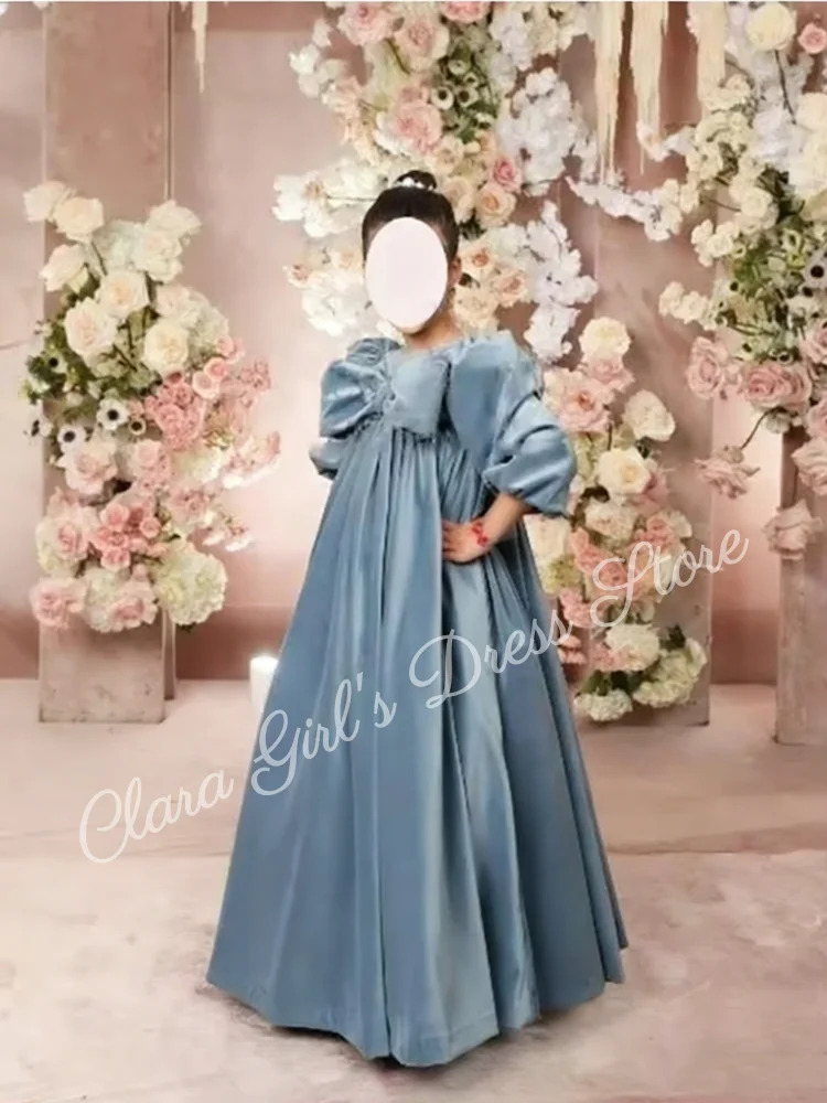 فستان الأميرة فتاة المخملي المكشكش بأكمام بالونية فستان وصيفة العروس مخصص منفوش لحفلات أعياد الميلاد #3