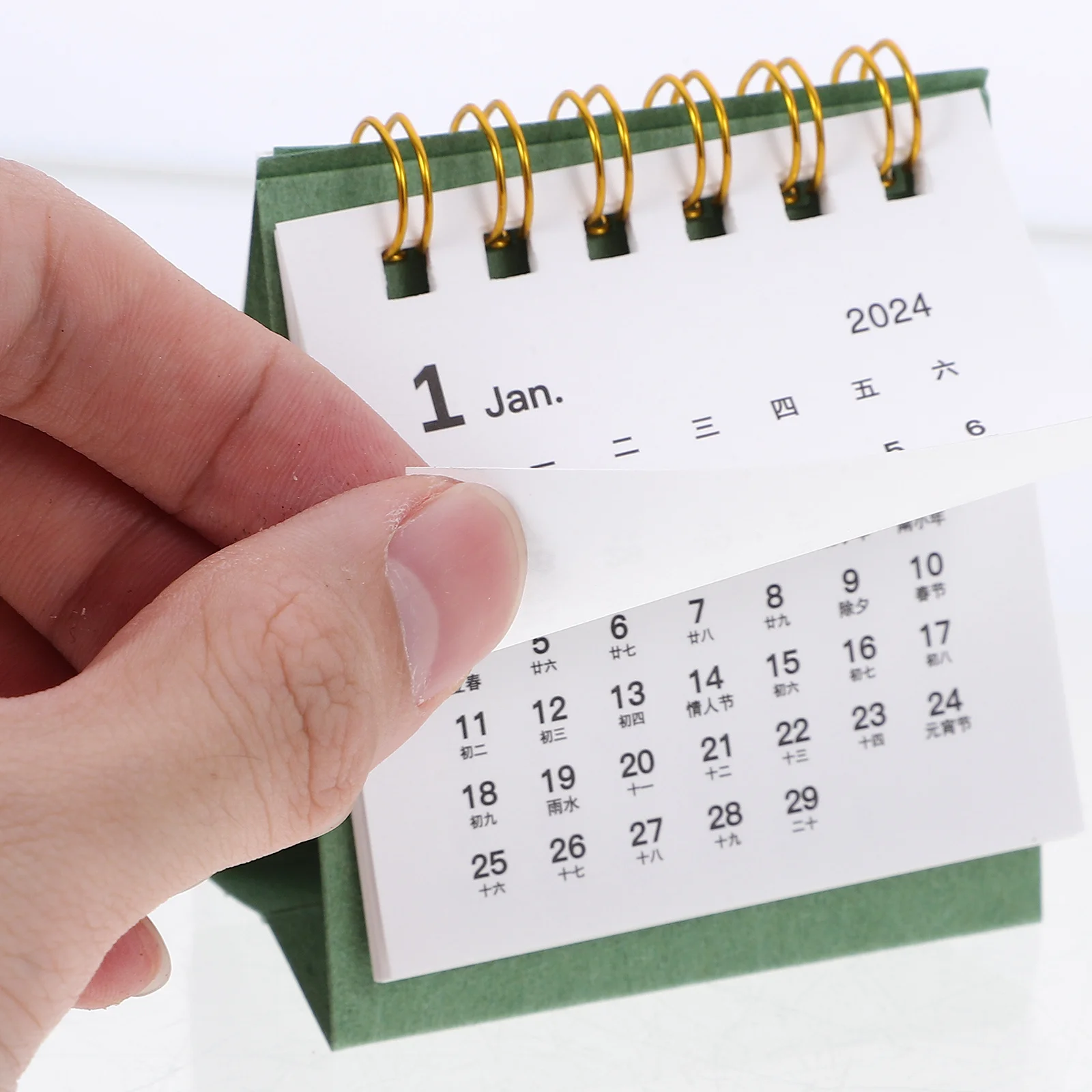 

English Desk Calendar Standing Number Reminder Little Paper Desktop Calendars Green