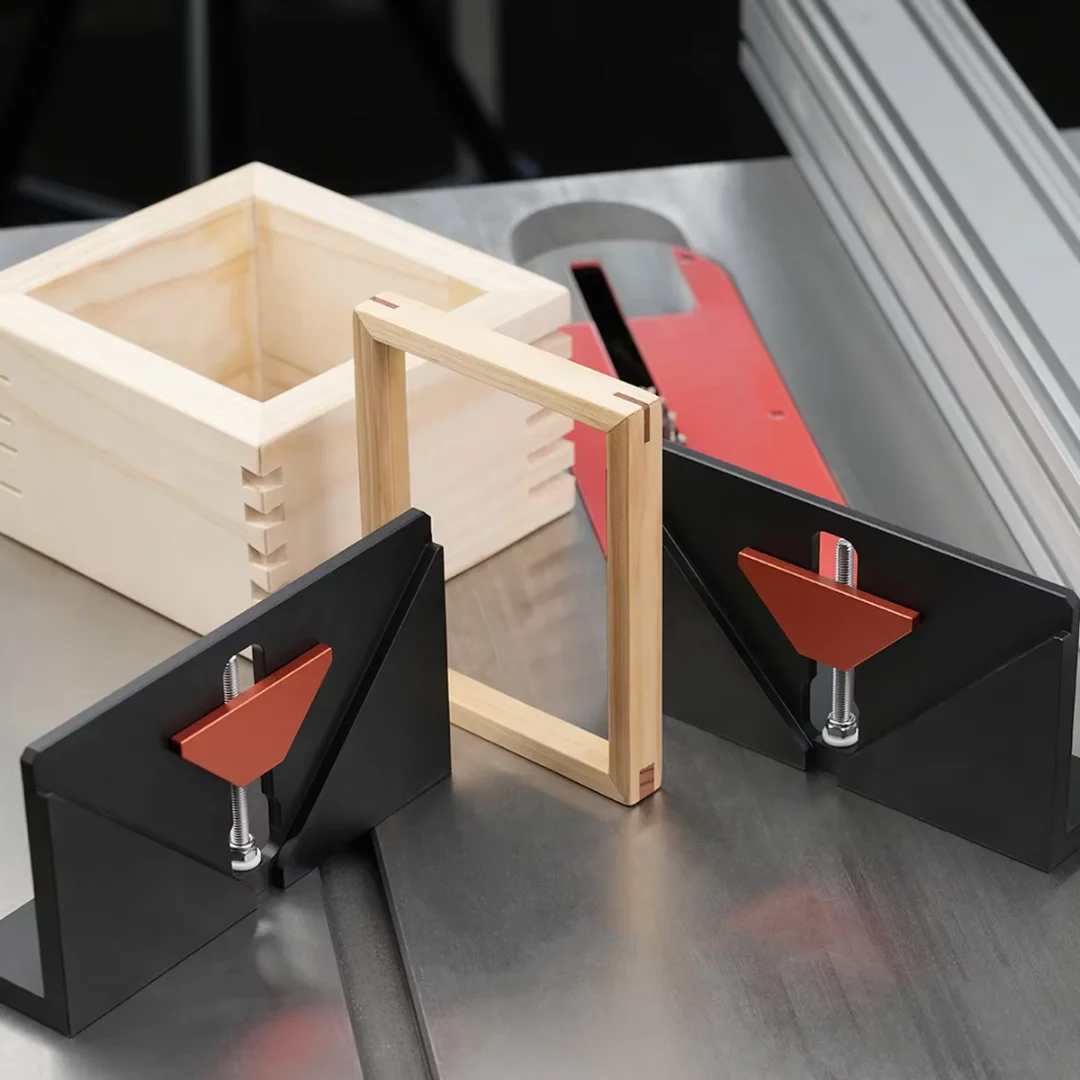 2PCS Right Angle Spline Jig, Aluminum Corner Clamp Dovetail Jig Fixture for Picture Frames Furniture Drawer Slotting Joinery