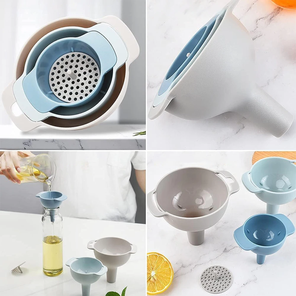 4-in-1-Küchentrichter zum Befüllen von Flaschen. Küchentrichter mit abnehmbarem Siebfilter, BPA-freier Öltrichter in Lebensmittelqualität – Detail 8