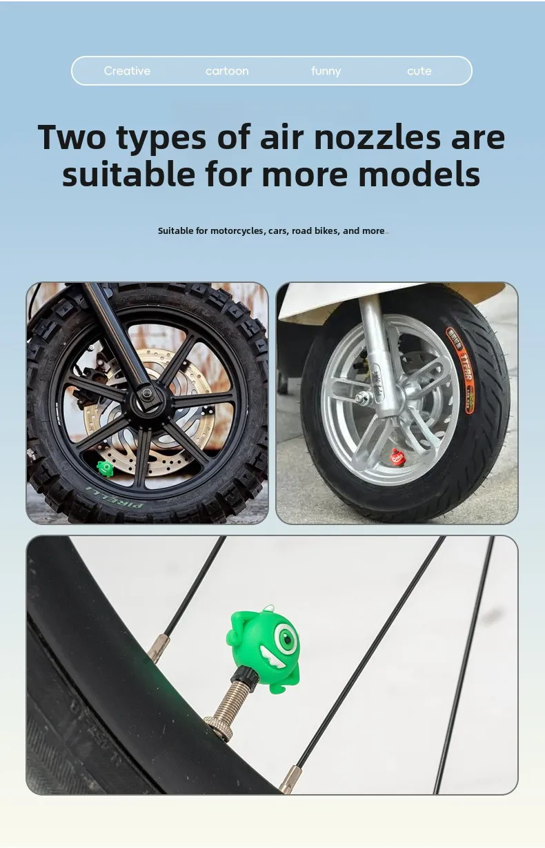 Niedliche Fahrrad-Ventilkappen in Cartoon-Form für Rennräder und Mountainbikes, Schöne Ventilkappen für Französischventile, Fahrradzubehör – Detail 7