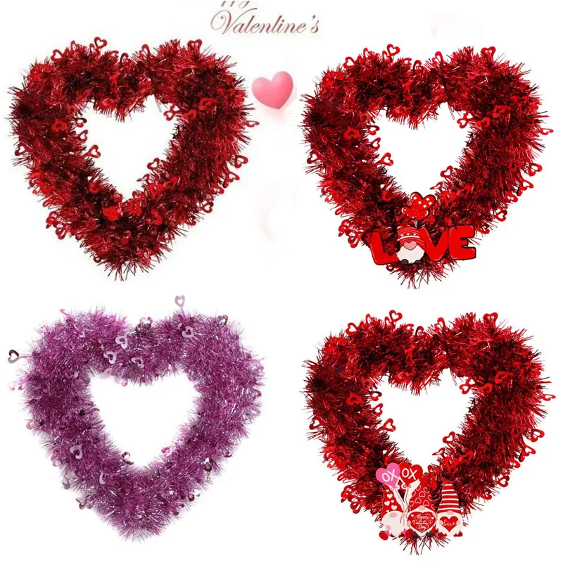 

New Valentine's Day heart-shaped flower wreath decoration party supplies Valentine's Day wedding party holiday scene decoration