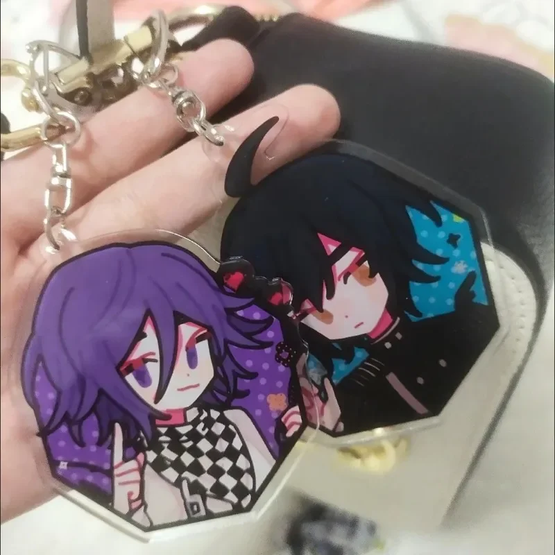 Anime KeyChain Danganronpa Trigger Happy Havoc Key Chain for Woman Junko Enoshima Key Ring Kokichi Oma Pendant Acrylic Girl Gift