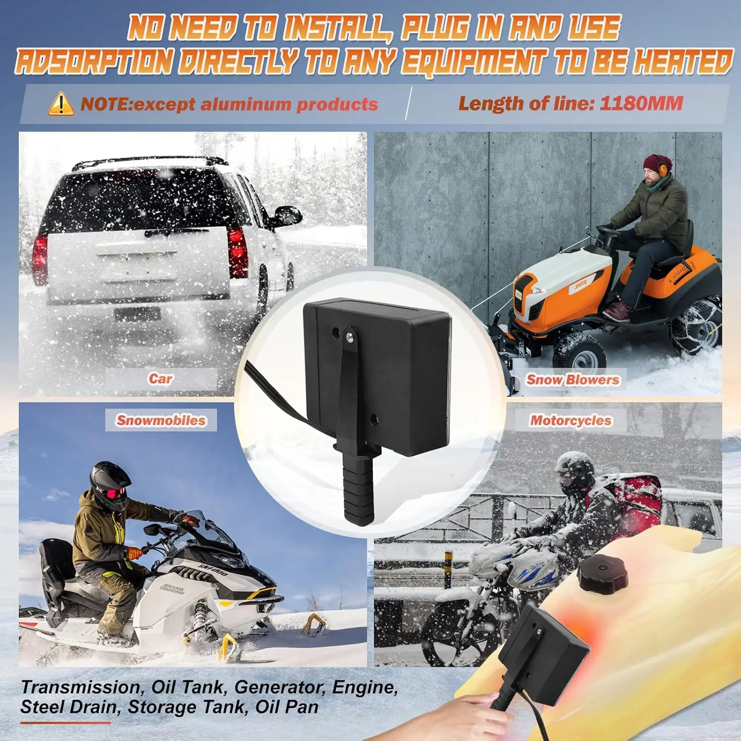Модернизированный магнитный нагреватель блока двигателя, 120 В, 400 Вт, подходит для широкого радиуса действия автомобилей, оборудования, компонентов и т. д.