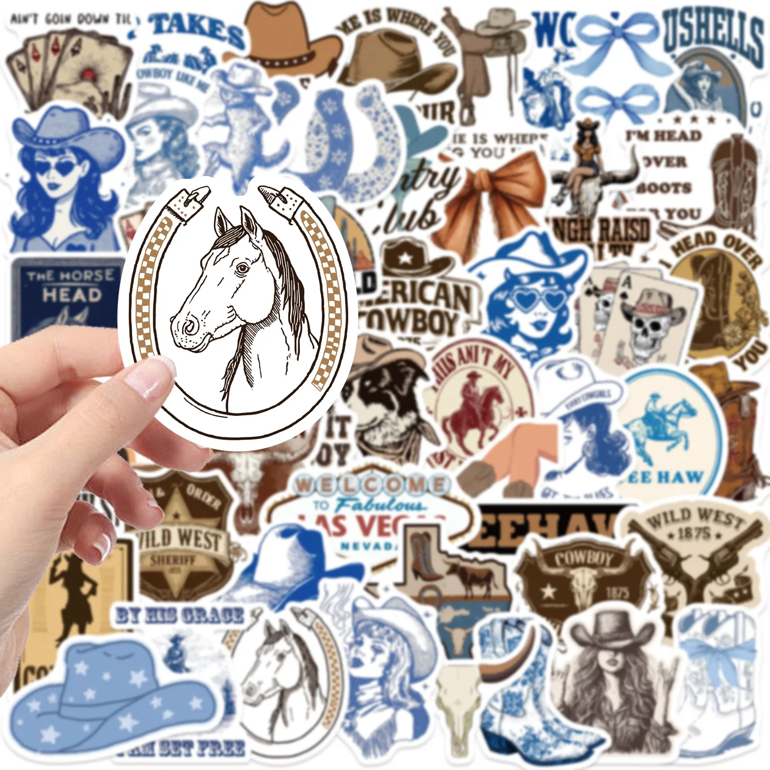 10/50PCS Neue Cowboy Stil Cartoon Aufkleber Blau Kreativität Graffiti Dekoration DIY Spielzeug Laptop Gitarre Auto Fahrrad Skateboard Aufkleber