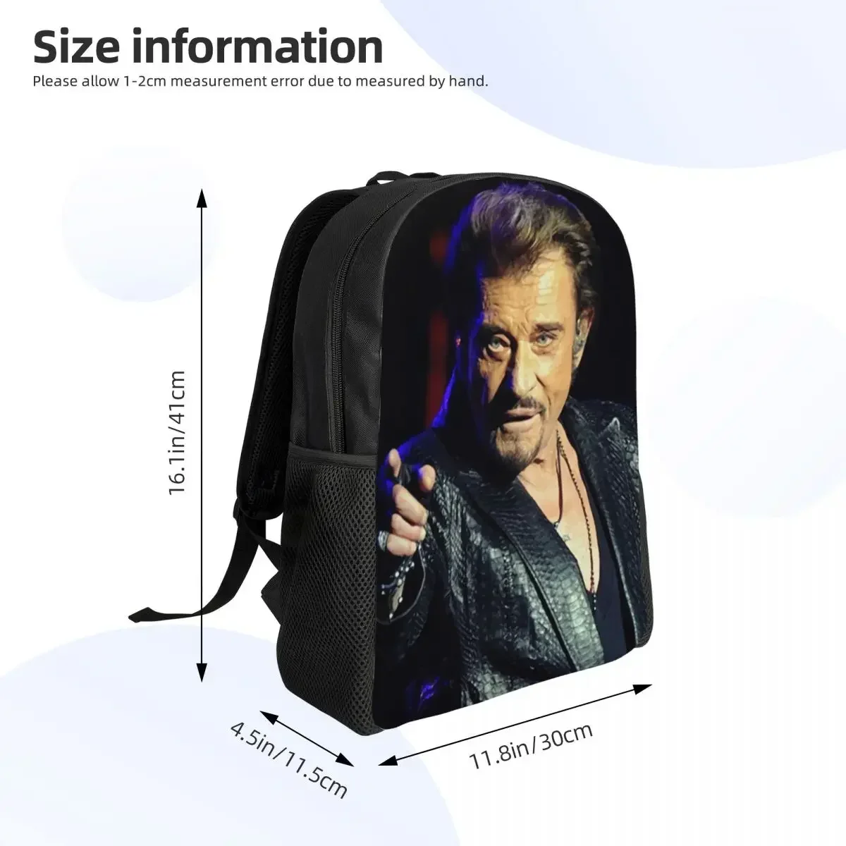 Customized Johnny Hallyday Backpacks Men Women Fashion Bookbag for College School French Rock Singer Bags
