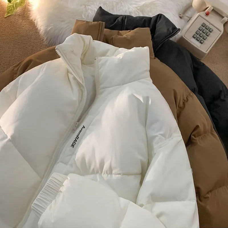 

Men's Cotton Jaet Winter Faion Loose Stand Collar Thi Warm Bread Sle Coat Retro American Design ort Length