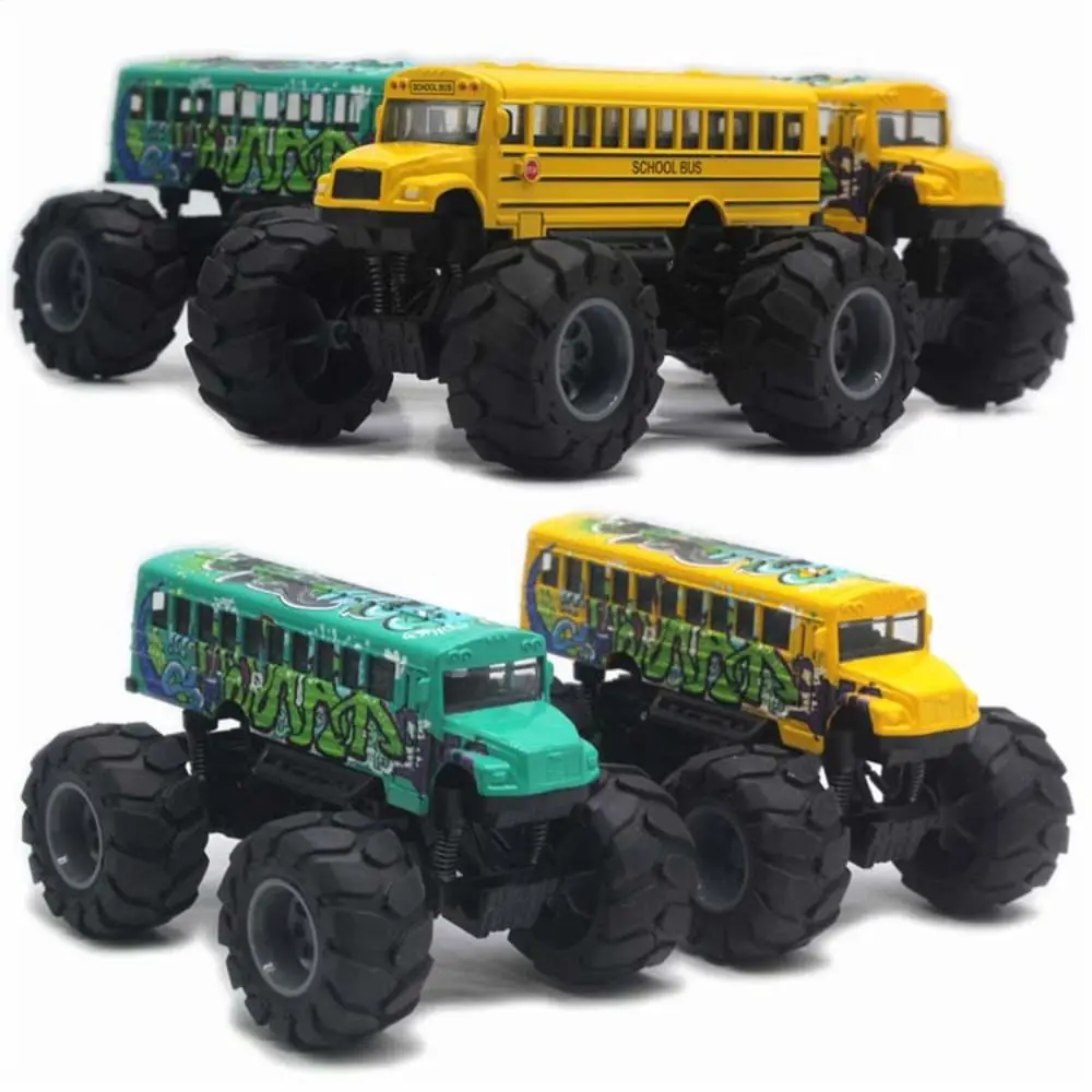 1:43 Scale School Bus Model Simulation Die Cast Metal Pull Back Car Educational Big Wheels School Bus Vehicles Collection