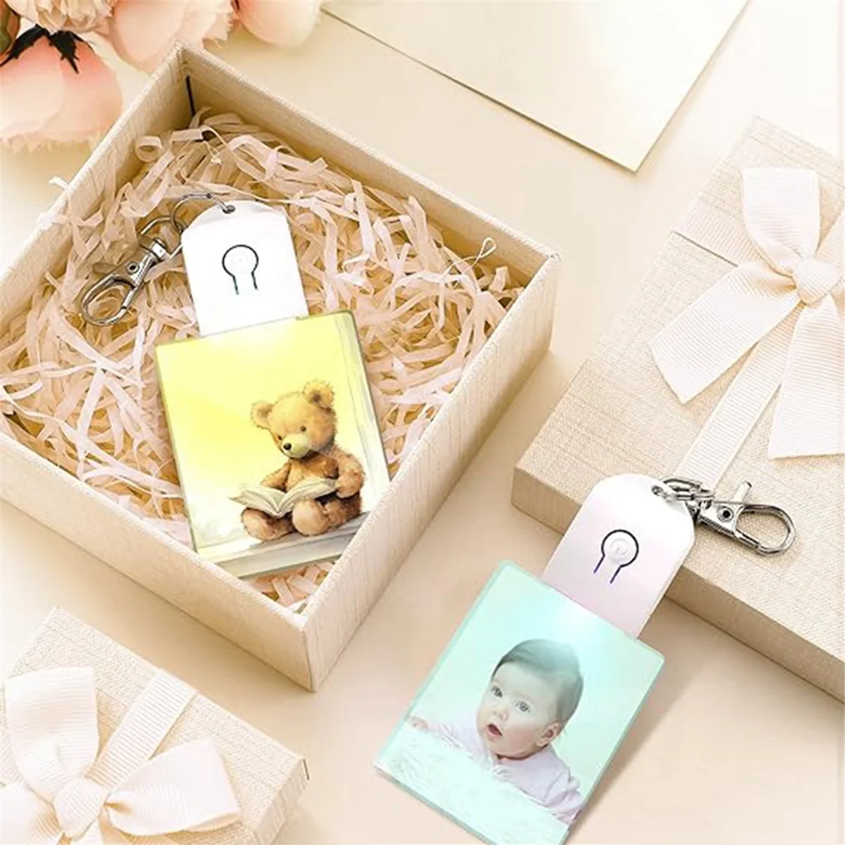 10 Pcs LED Sublimation Blank Keychain Acrylic Lighted Transfer Rectangular DIY Keychain HOT