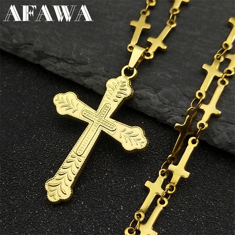 

Catholicism Holy Cross Pendant Necklace for Women Men Stainless Steel Classic Religon Charm Chain Necklaces Jewelry colar