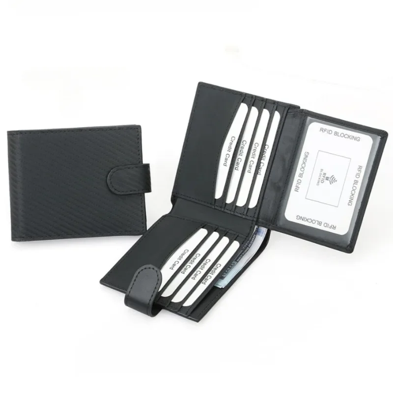 

Short Wallet for Men Genuine Leather Coin Pocket Purse Man Multi Function Tri Fold Card Holder Small Male Money Clip